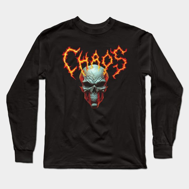 Skull Art Design Chaos Long Sleeve T-Shirt by SkellySquad
